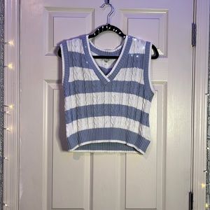 Hooked Up Blue and White Sweater Vest Medium